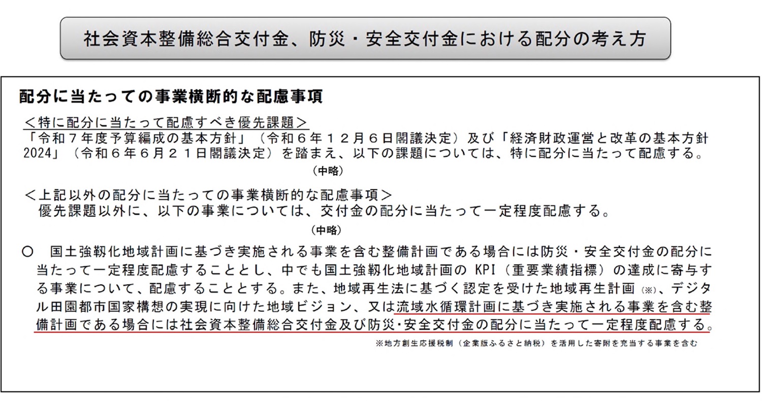 社会資本整備総合交付金、防災・安全交付金における配分の考え方